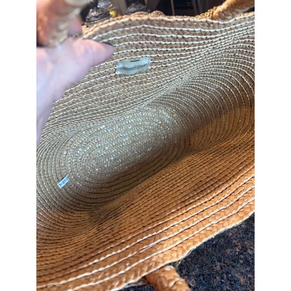 Coldwater Creek Gold Straw Crocheted Tote with Double Handle - Picture 8 of 8